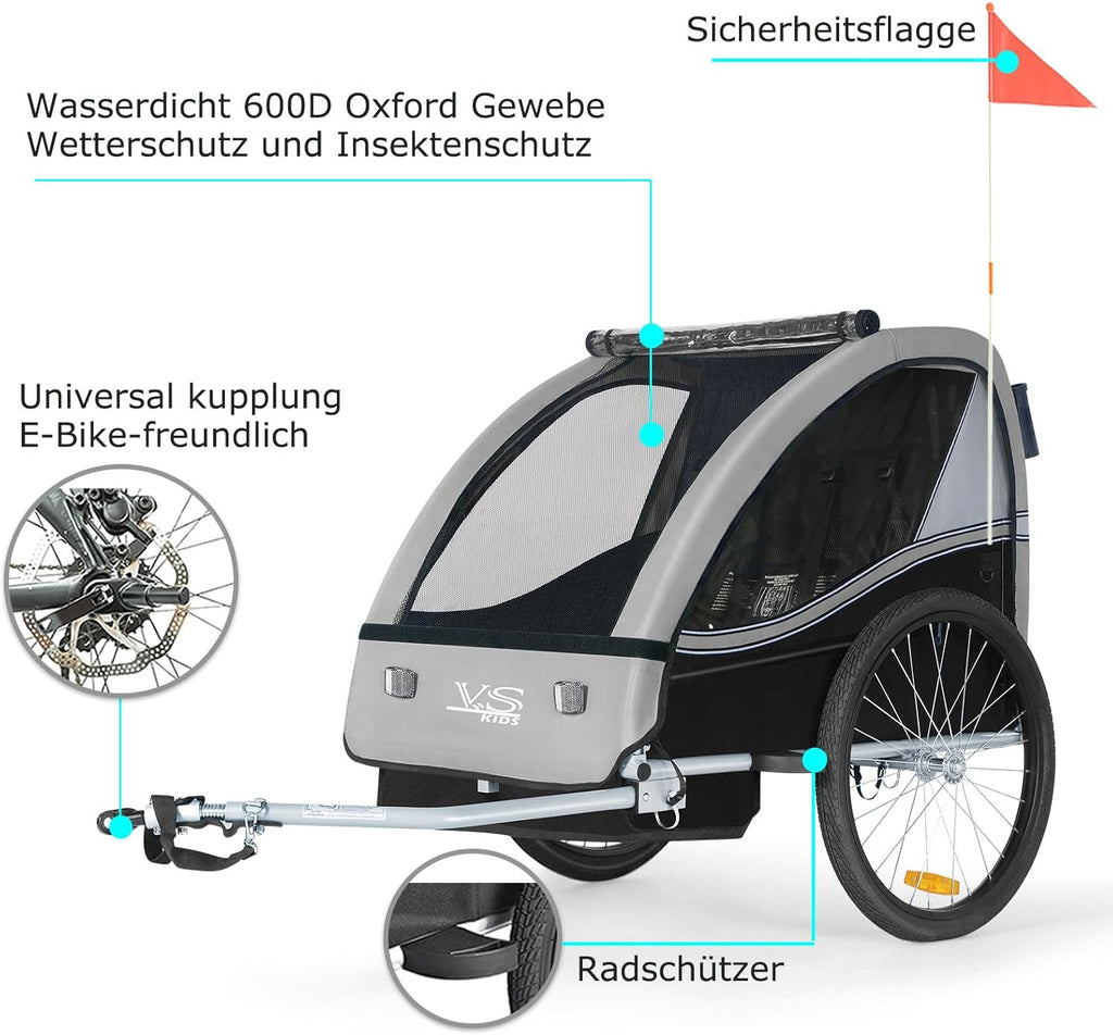 Tiggo VS 2 in 1 Rimorchio per bambini Rimorchio per bici Rimorchio con set passeggino Jogger 50202
