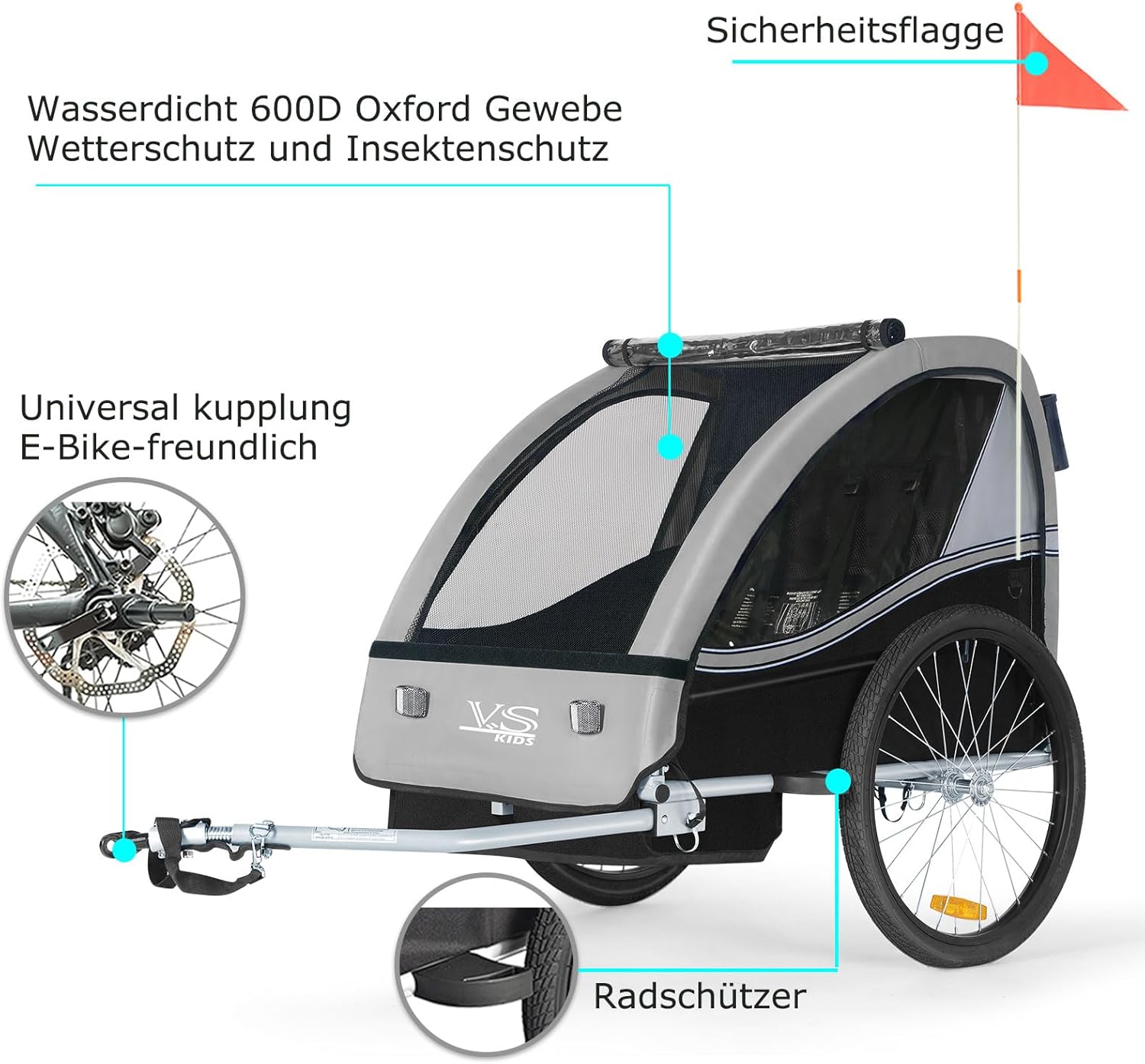 Tiggo VS 2 in 1 Rimorchio per bambini Rimorchio per bici Rimorchio con set passeggino Jogger 50202