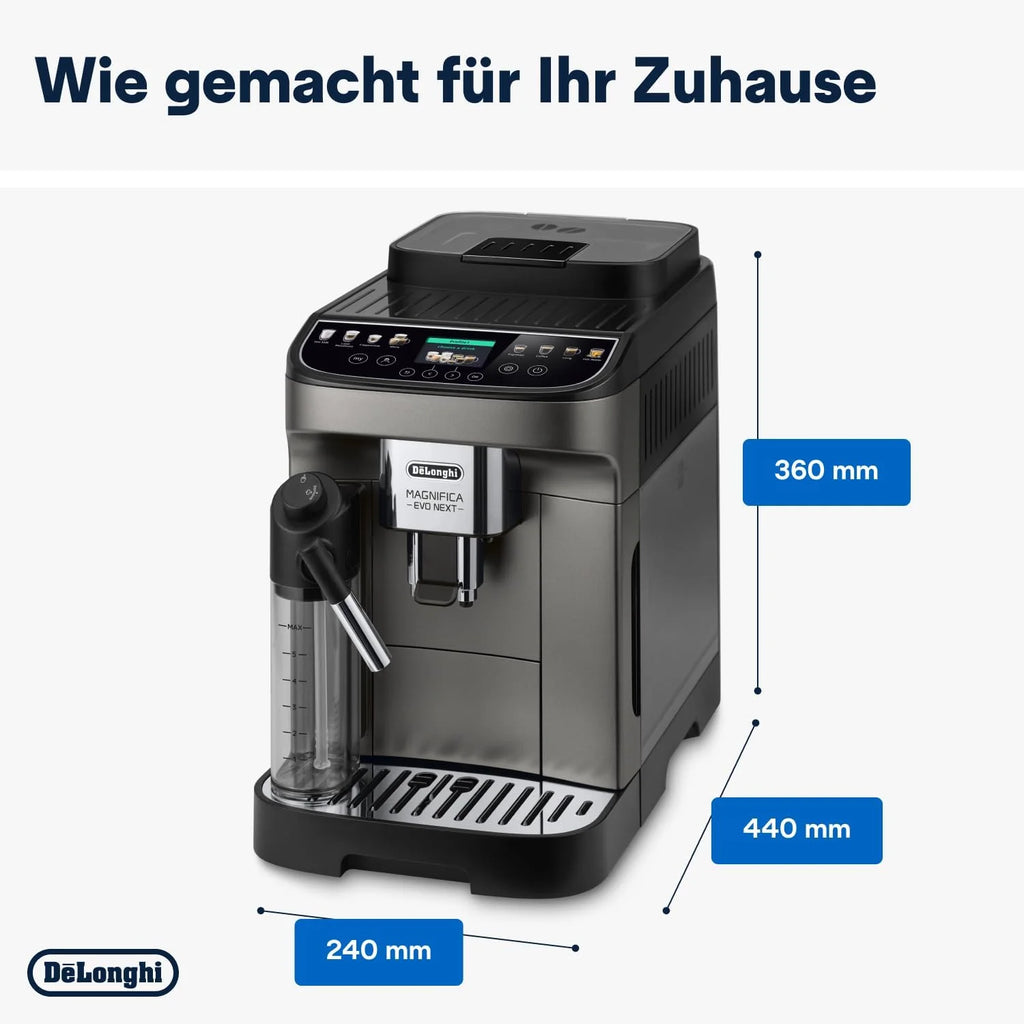 De'Longhi Magnifica Evo ECAM 292.81.B Macchina da Caffè Automatica con Sistema LatteCrema, 7 Bevande One-Touch per Cappuccino, Espresso e Altre Specialità al Caffè, Funzione 2 Tazze, Nera