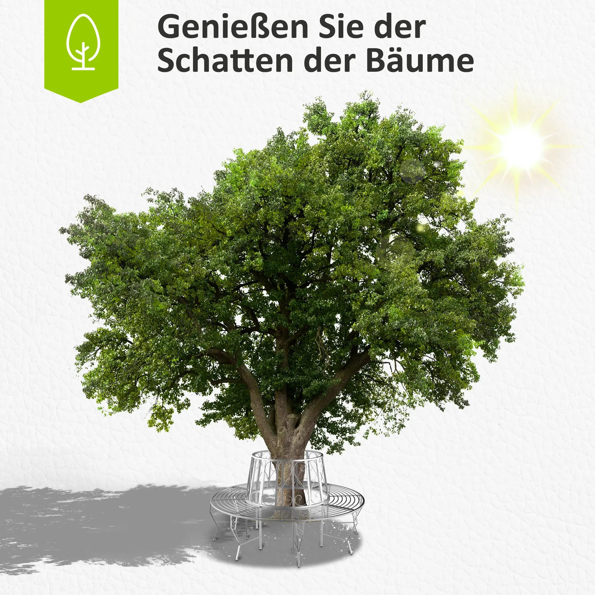 Outsunny Panchina ad anello per albero Design a 360° Ampia seduta in metallo