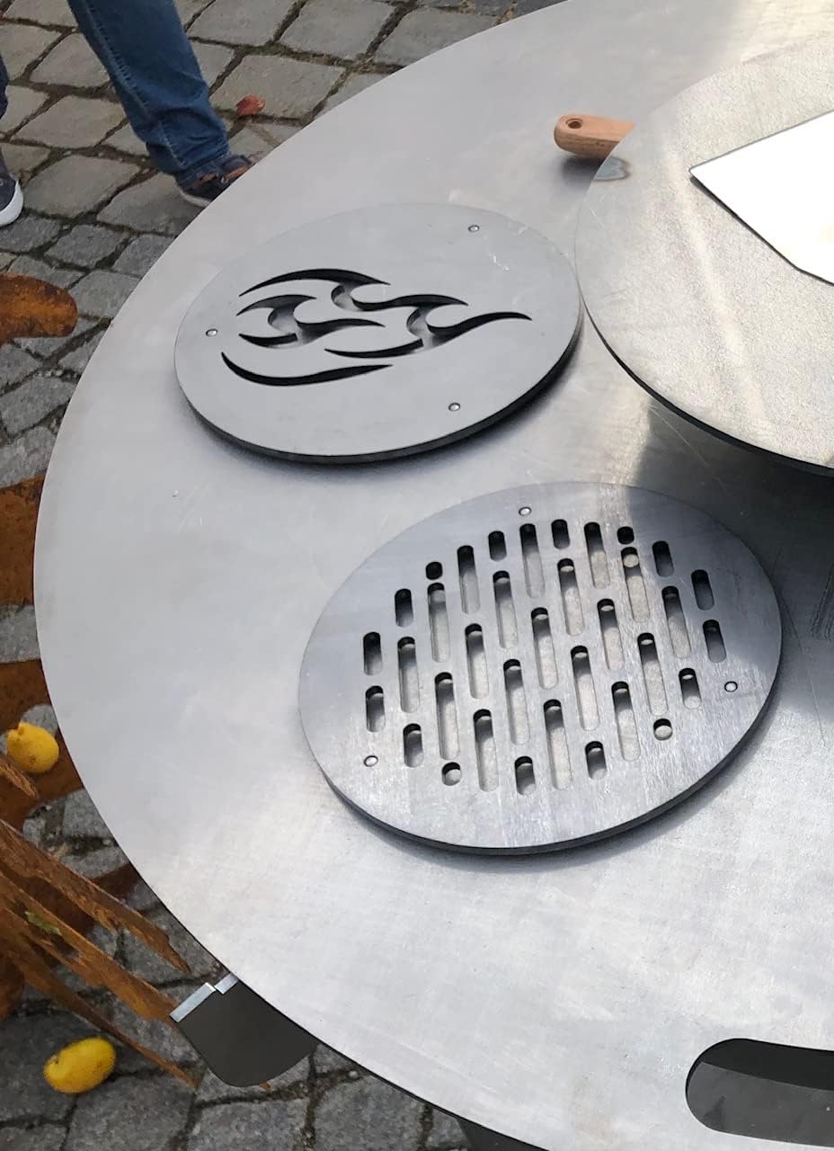 Terma Accessori Tagliere in legno Cucina da esterno, piastra plancha, grill con piastra in ghisa, ripiano per piastra in ghisa, braciere con griglia, anello per griglia per braciere