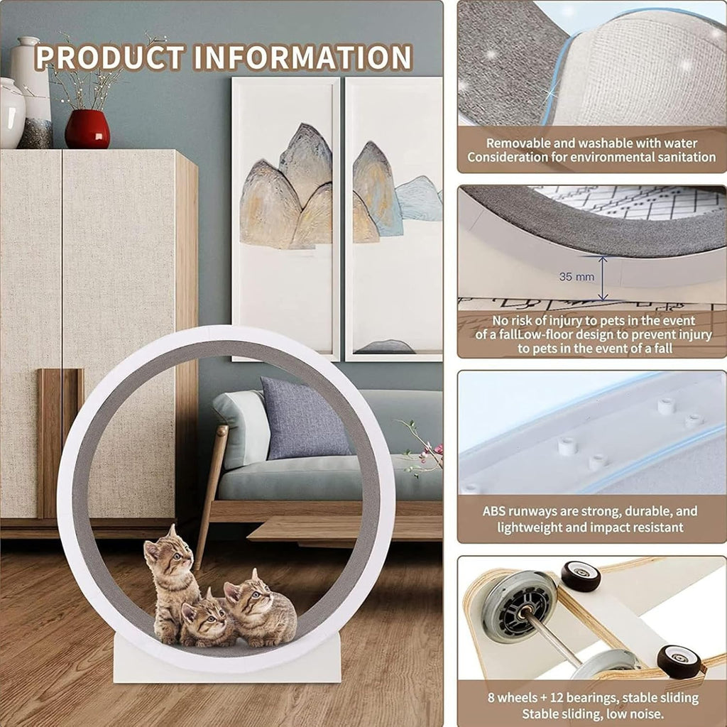 SKIHOT Ruota da corsa grande per gatti 120 cm, Ruota per gatti da appartamento, Giocattolo per esercizi indoor per gatti di piccola/media taglia, Tapis roulant per gatti