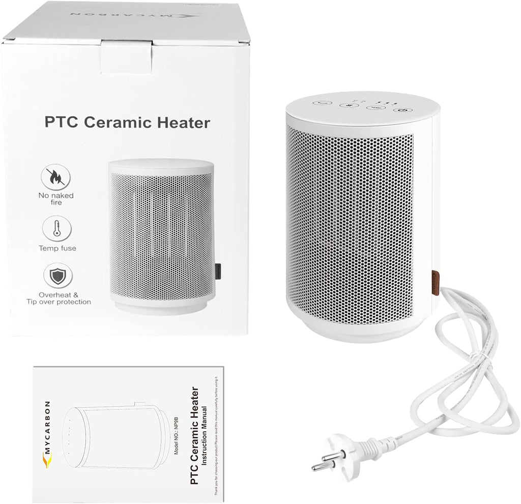 MYCARBON Stufetta Elettrica Bagno 900W/1500W Termoventilatore Basso Consumo Silenzioso con Termostato 8H Timer Oscillazione 60° Protezione Antiribaltamento e Surriscaldamento, Stufa Elettrica in Ceramica per Bagno Soggiorno