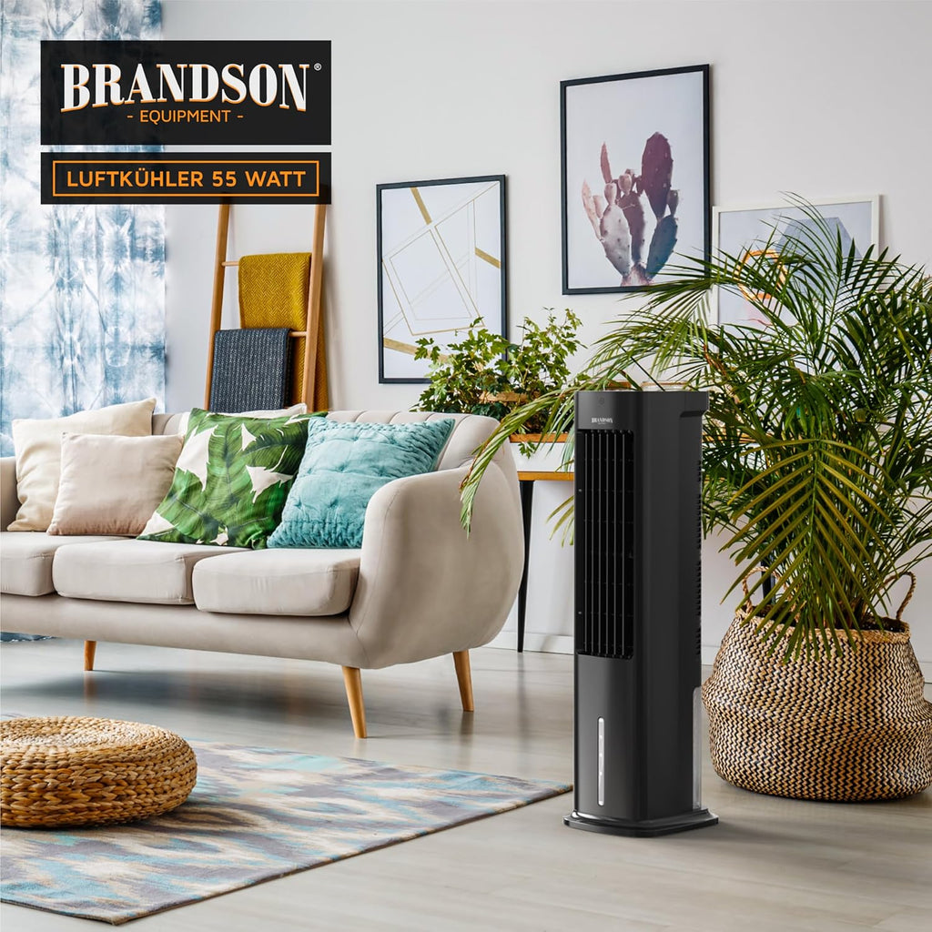 Brandson - Raffrescatore evaporativo 5 in 1 - Refrigeratore evaporativo, umidificatore, ventilatore e purificatore d'aria, condizionatore d'aria portatile senza tubo di scarico - Vincitore del premio 2025 - Silenzioso - Serbatoio dell'acqua da 5 litri