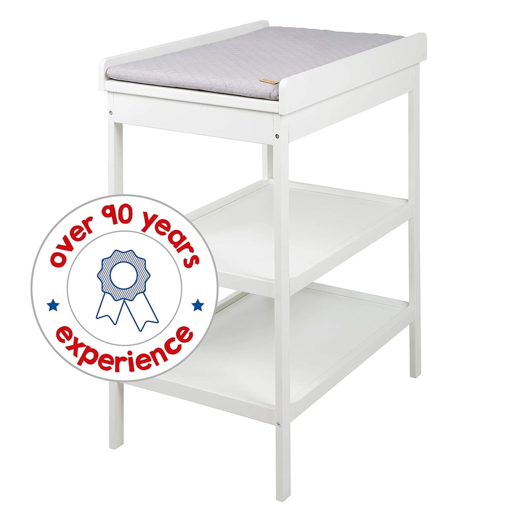 roba Fasciatoio da Bagno Combinato + Materassino Fasciatoio Style grigio - Fasciatoio Mobile Combinato con Vasca Integrata - con piano fasciatoio estraibile - Legno bianco