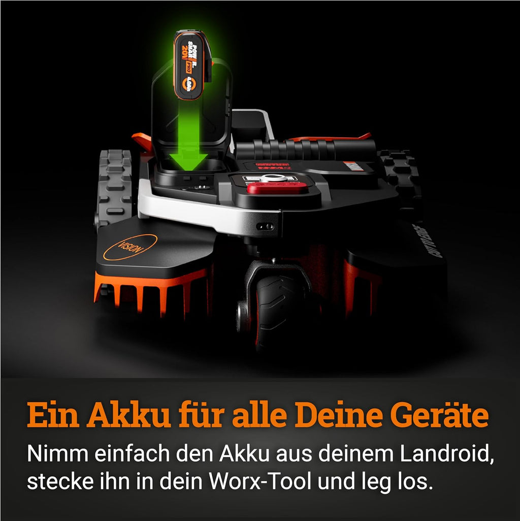 WORX Landroid WR169E Robot Rasaerba con Filo Perimetrale per Giardini fino a 300m² - Navigazione AIA - Controllo tramite App, WLAN, Bluetooth - Taglio Bordo - Larghezza di taglio 16 cm - Altezza di taglio 30-60 mm