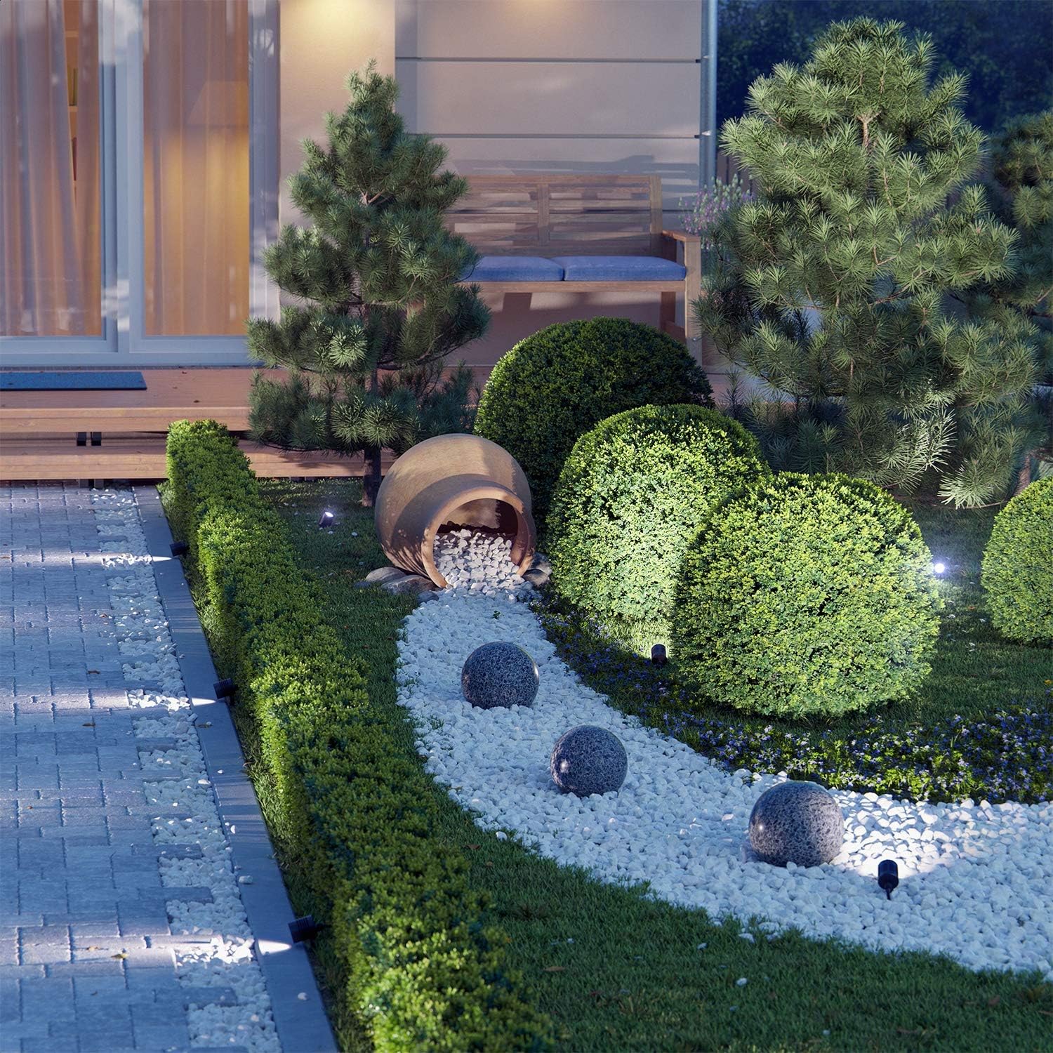 ledscom.de 10 Pezzi Faretto da Giardino a LED Piccolo con Picchetto TARL per Esterni, IP65, Spina, Nero, 4,3 W, 340lm, Bianco Caldo