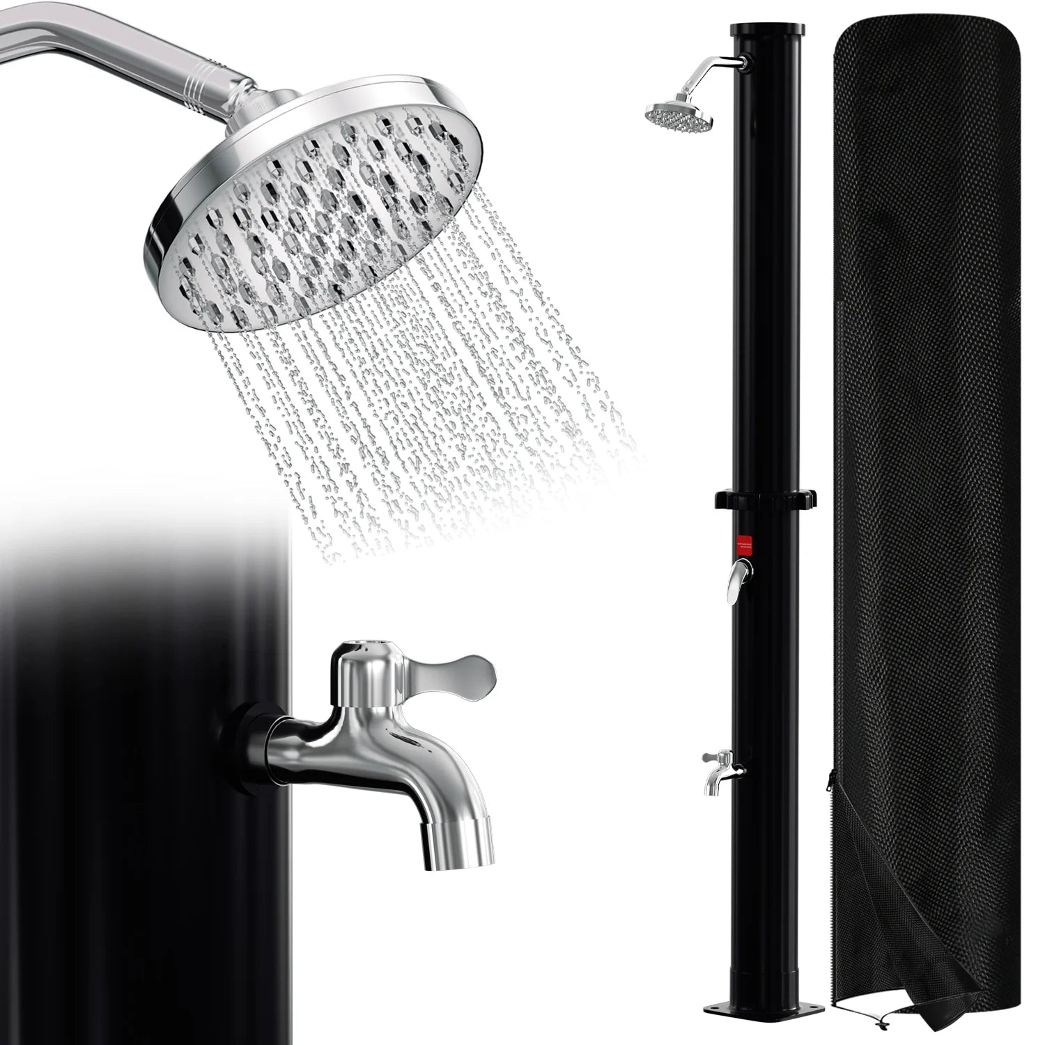 Sonnewelt Solardusche mit Duschkopf, Fudusche und Schutzabdeckung 20L
