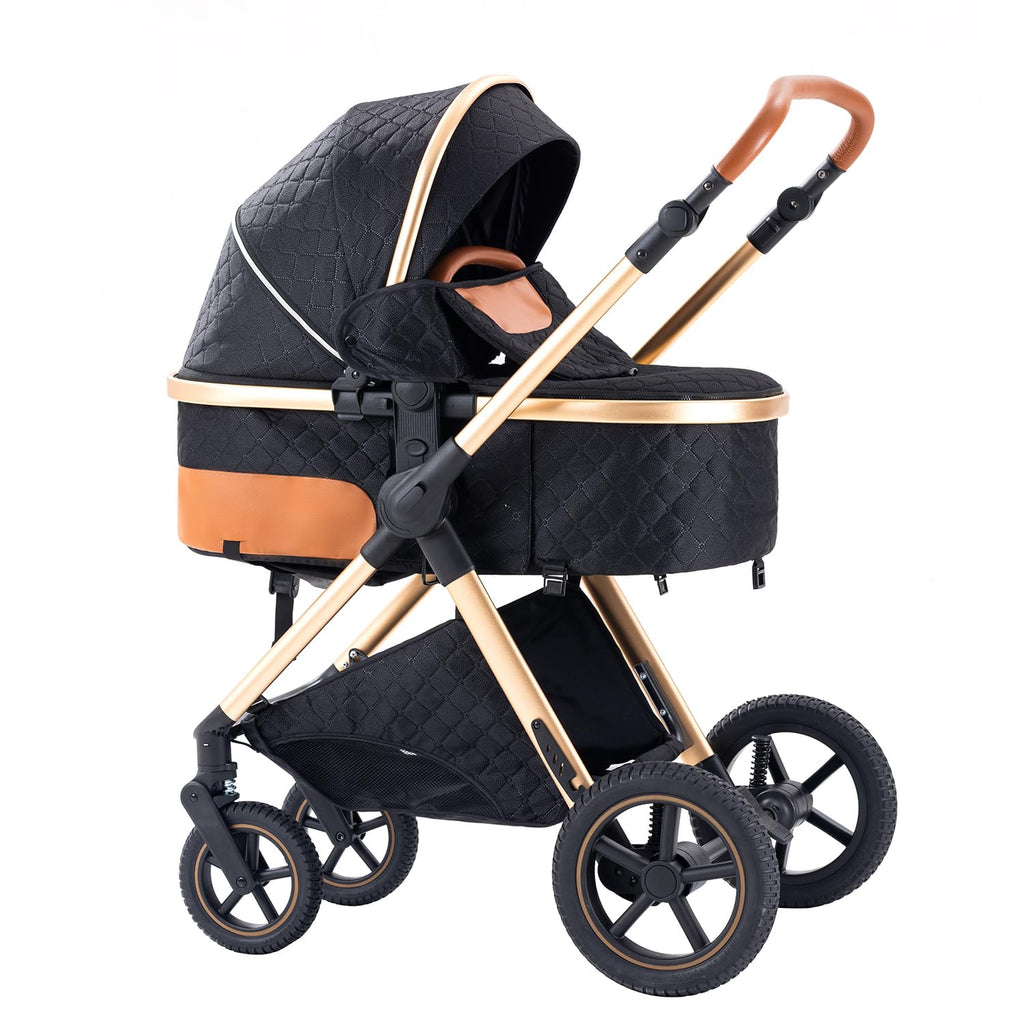Shineey kinderwagen 3 in 1 Buggy Babybett Komplett Set Einem Klick Zusammenklappbarer Kinderwagen, 3 in 1 KombiKinderwagen Aluminiumrahmen für Neugeborene