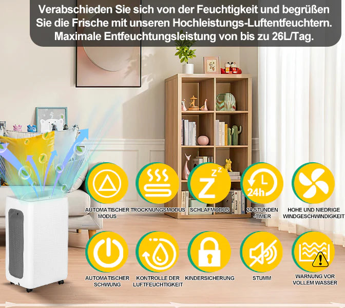 Sonnewelt Luftentfeuchter 26L mit Timerfunktion, Wschetrockungsfunktion, Abtaufunktion