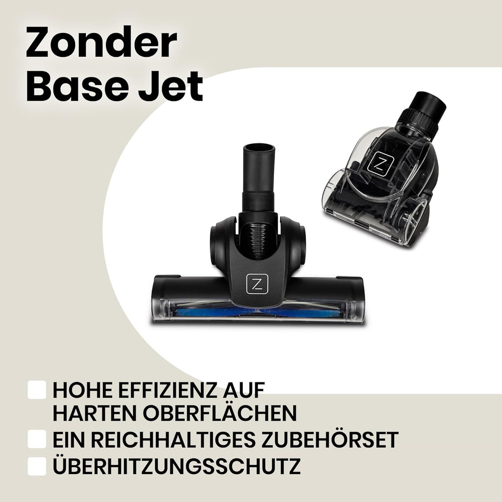 ZEEGMA Zonder Base Jet Staubsauger beutellos mit Set von Aufstzen, Leistung 899W Saugleistung 20 000 Pa, Zyklontechnologie, Turbobürste, 2 HEPA Filter, Staubbehlter 2L