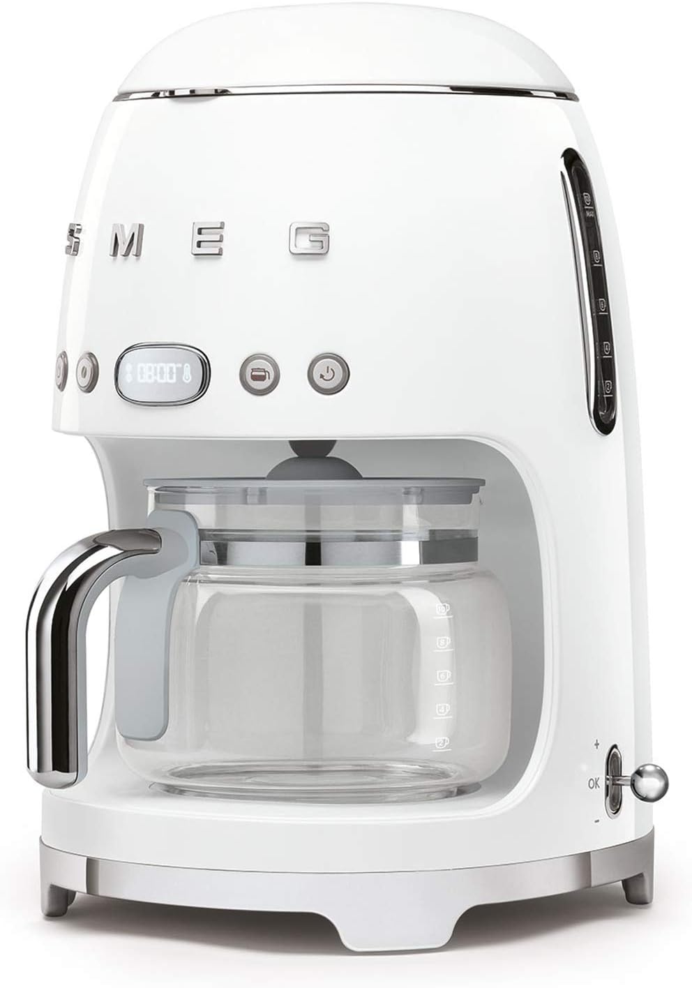 Smeg, DCF02BLMEU, Macchina da caffè con filtro, Funzione aroma e avvio automatico, Caraffa in vetro fino a 12 tazze, 2 livelli di intensità, Funzione di mantenimento del calore, 1050W, Nero opaco