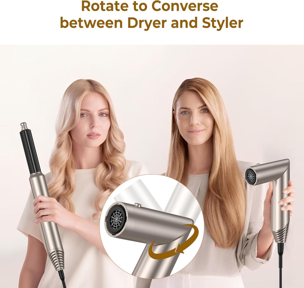 UKLISS 7 in 1 Pro Airstyler & Ionen Föhn [110,000RPM] High-speed Haartrockner Ionen Hair Dryer, mit Heißluft Lockenwickler Thermal Brush Haarglätterbürste Warmluftbürste Föhnbürste, 1200W/Blau