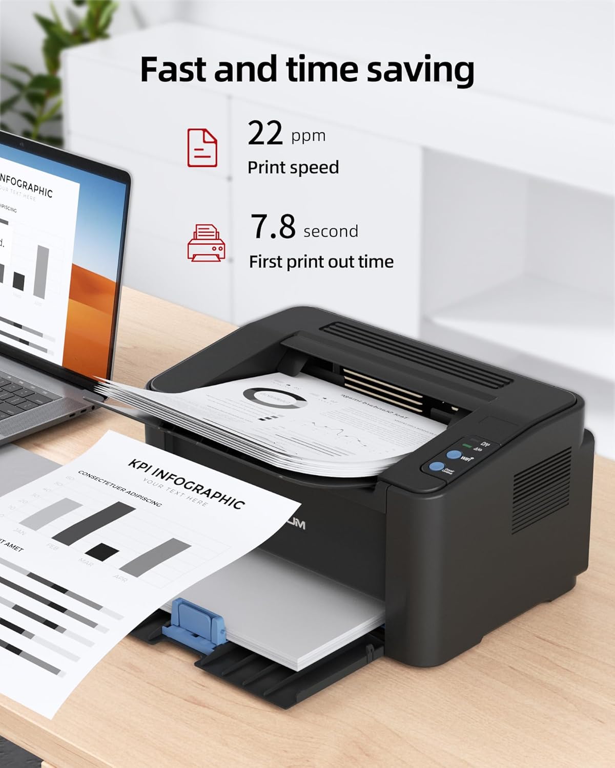 PANTUM M6500NW Multifunktions-Laserdrucker,Drucker Scanner, Kopierer(WLAN, App, Airprint, A4, Schwarz-weiß-Drucker)