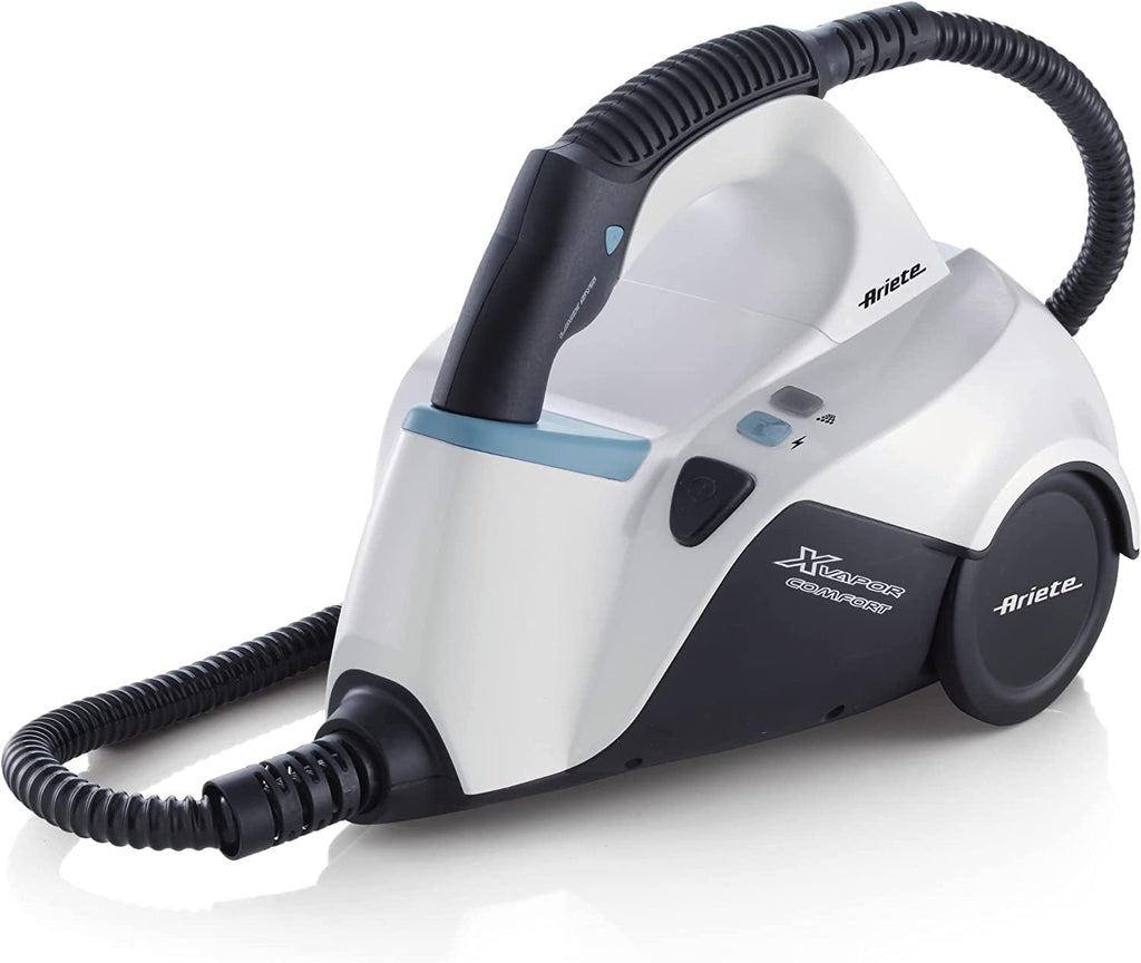 Ariete 4146 XVapor Deluxe Pulitore a Vapore con Ruote, 5 bar, Vano Porta Accessori Integrato, Autonomia fino a 55 Minuti, Cavo da 6 m, Bianco