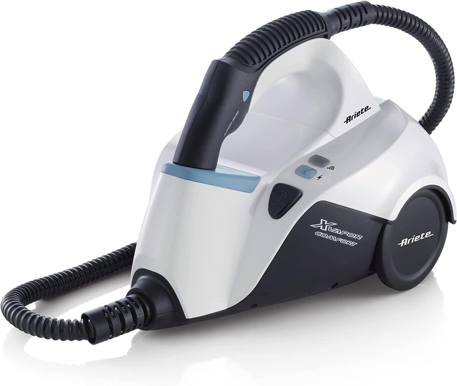 Ariete 4146 XVapor Deluxe Pulitore a Vapore con Ruote, 5 bar, Vano Porta Accessori Integrato, Autonomia fino a 55 Minuti, Cavo da 6 m, Bianco
