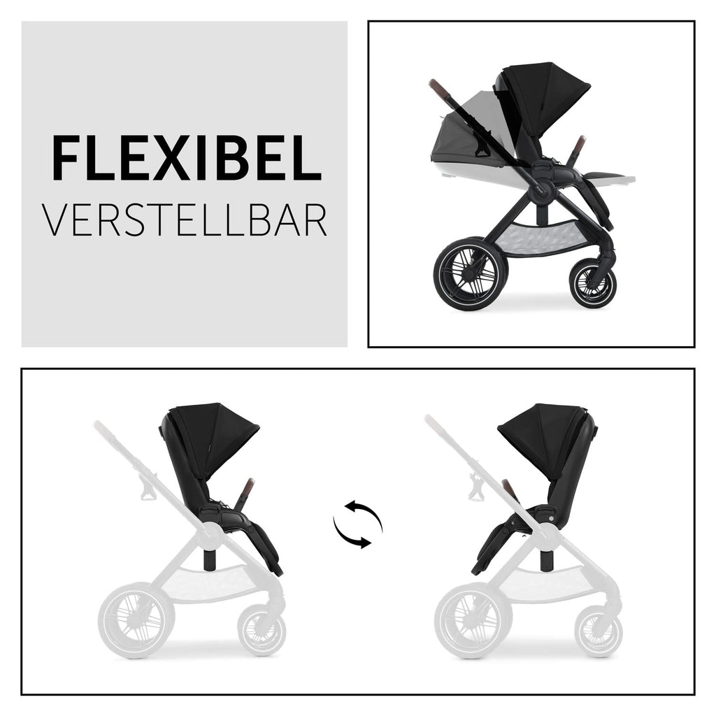 hauck Kinderwagen mit Beindecke Walk N Care ab Geburt bis 22 kg mit Liegefunktion, Becherhalter, Sitz Wendbar & Höhenverstellbar, Gummireifen, Teleskopgriff, UPF 50+, Zusammenklappbar (Dark Navy Blue9