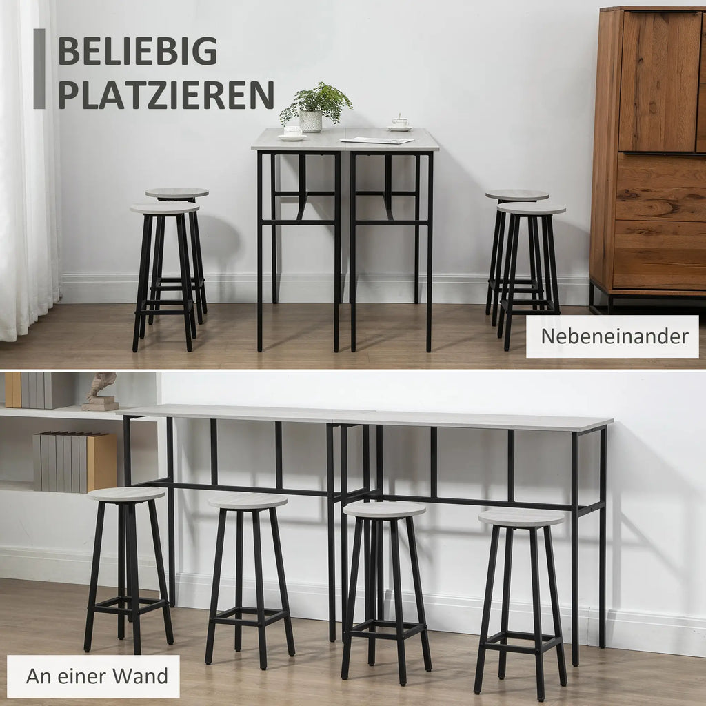 Set Tavolo da Bar HOMCOM 6 Pezzi Combinabile Salvaspazio per Sala da Pranzo