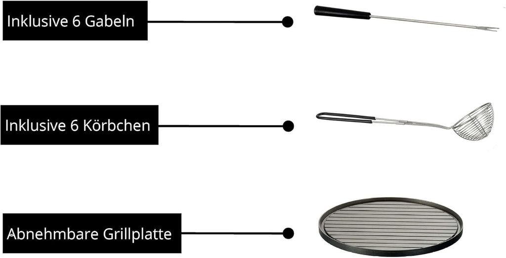 UNOLD 48746 Asia-Fondue - 1.950 W, per 6 persone con 6 forchette e cestelli, con piastra grill rimovibile, coperchio in vetro, pentola per fonduta in acciaio inossidabile, funzione fonduta e grill