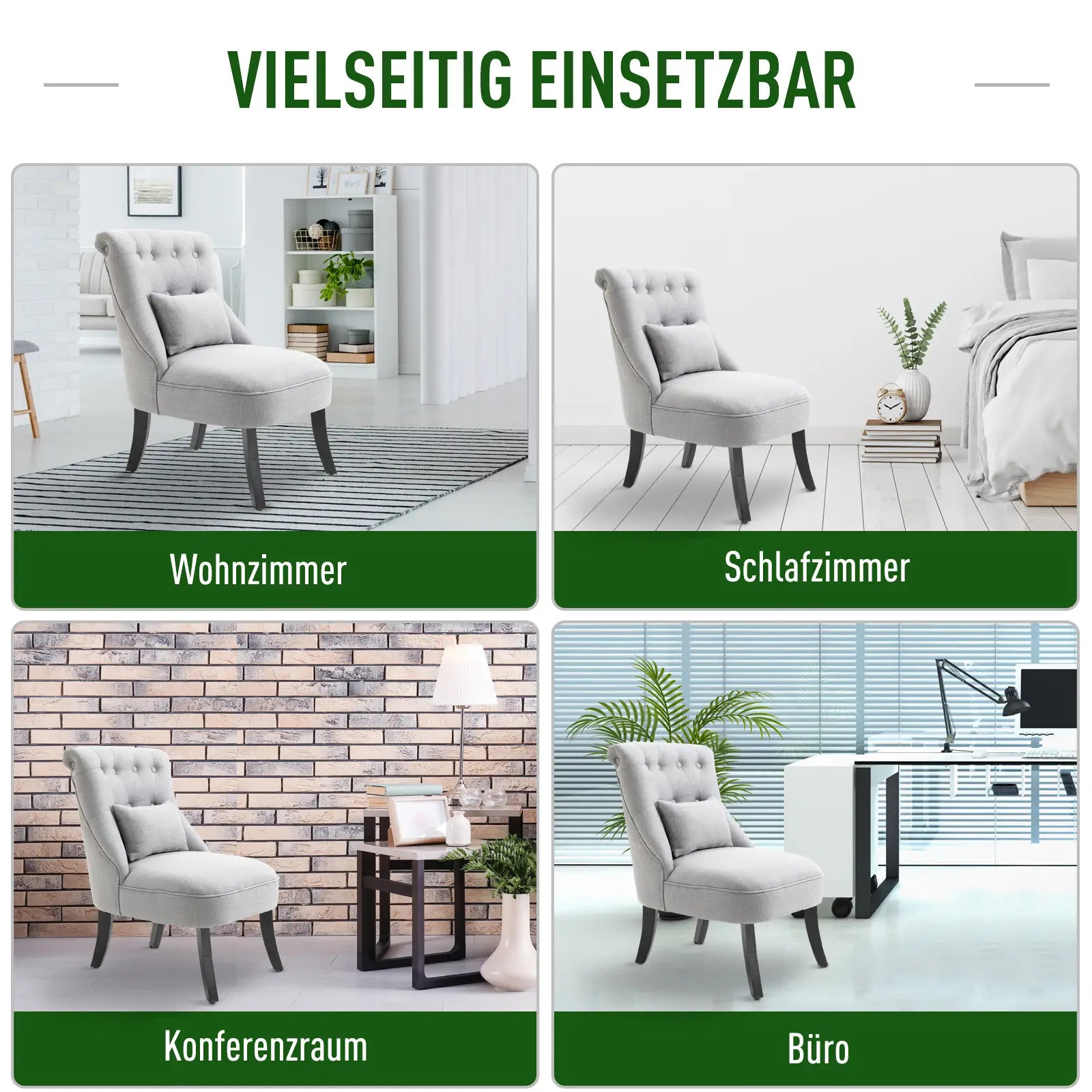 HOMCOM Poltrona imbottita stile vintage con cuscino schienale effetto lino Grigio