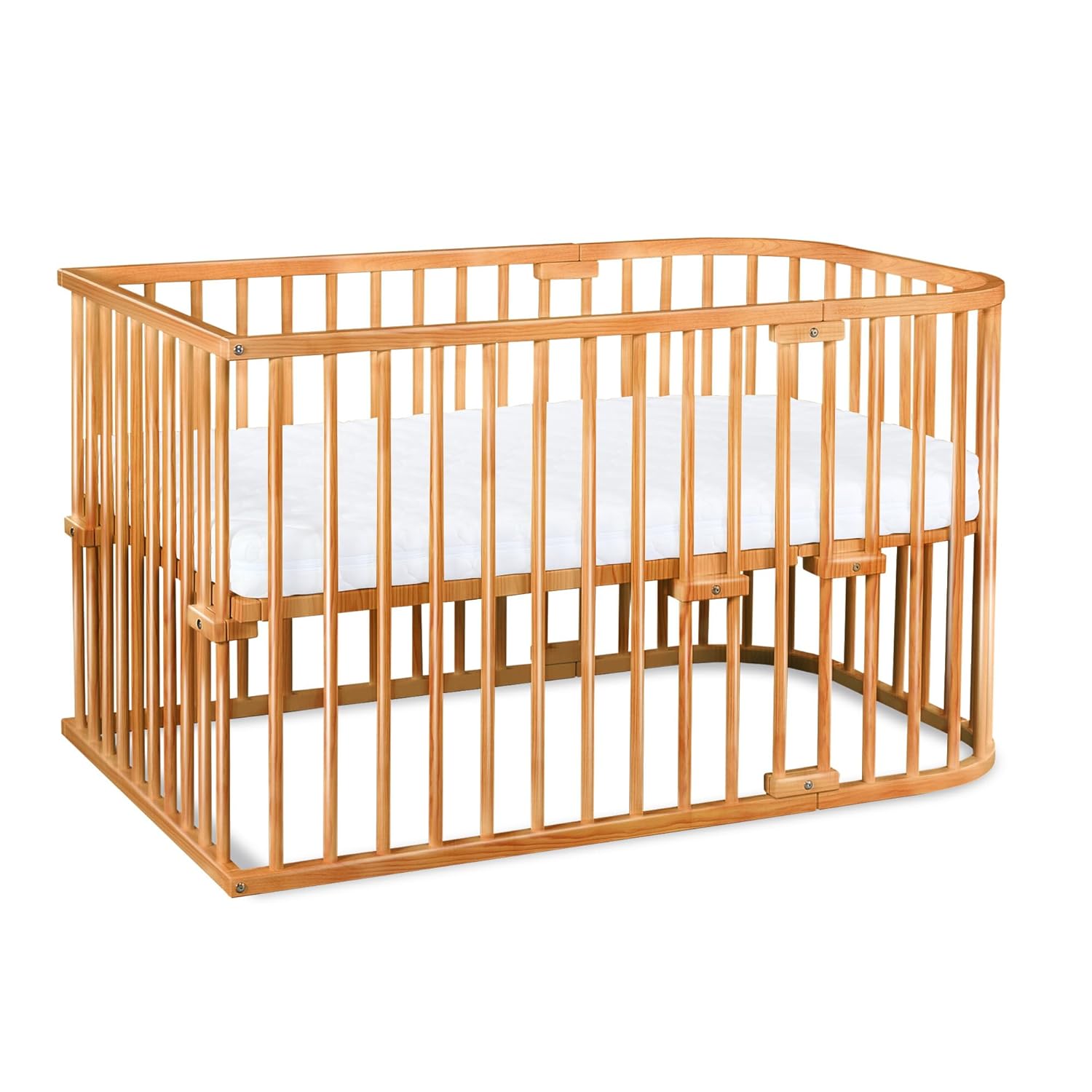 babybay Original Lettino da affiancare in massello di faggio / compatto e trasformabile / Altezza regolabile senza livelli preimpostati ed ecologico / Lettino evolutivo (laccato bianco) / Materasso incluso
