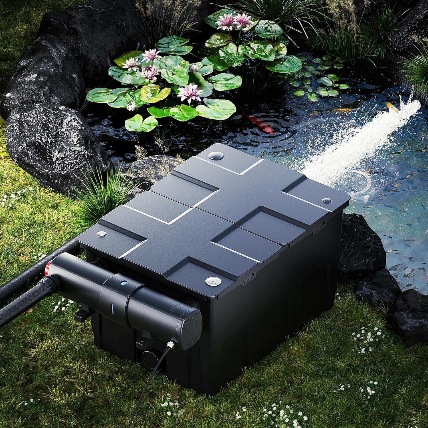SunSun Bio CBF-350C Teichfilter bis 90000L Teichvolumen max. 10000L/h 3-Kammer Durchlauffilter Modulteichfilter Teich Filter Biofilter
