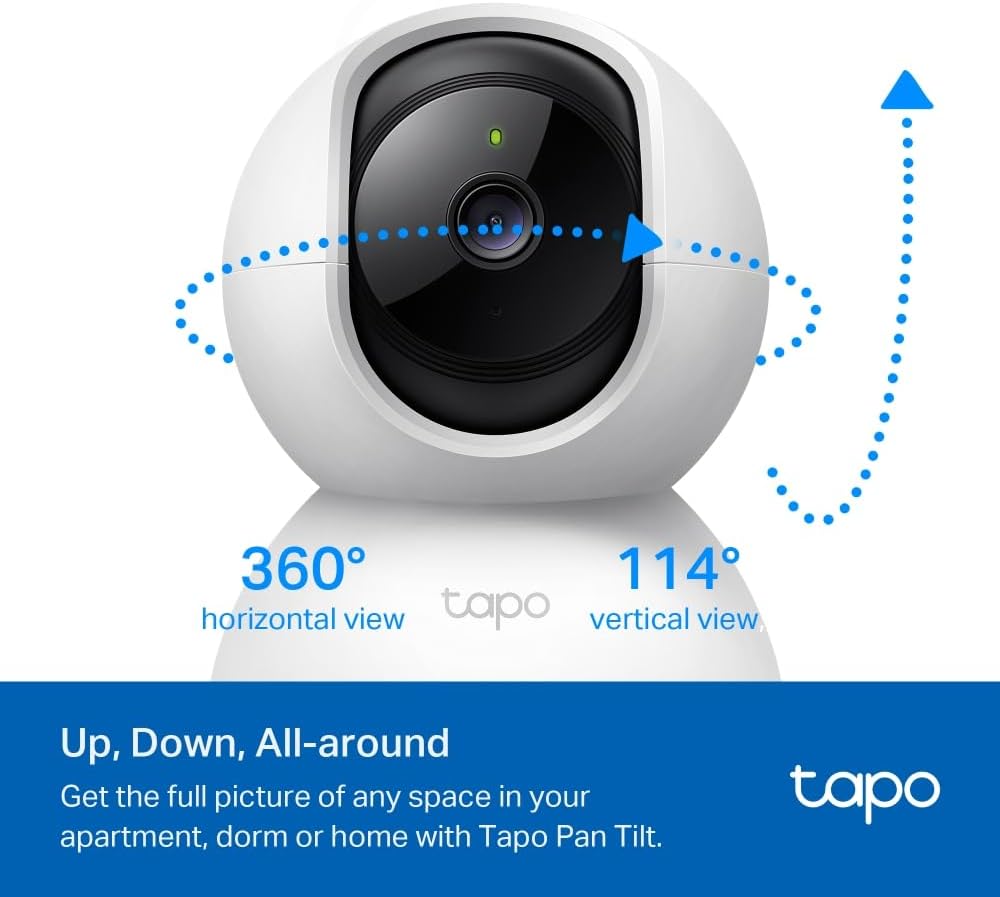 Tapo TP-Link C200P2 360° berwachungskamera für den Innenbereich, 1080P, Nachtsicht, Bewegungserkennung, Zwei-Wege-Audio, kompatibel mit Alexa&Google Assistant, für Babys/Haustiere, 2 stück C200