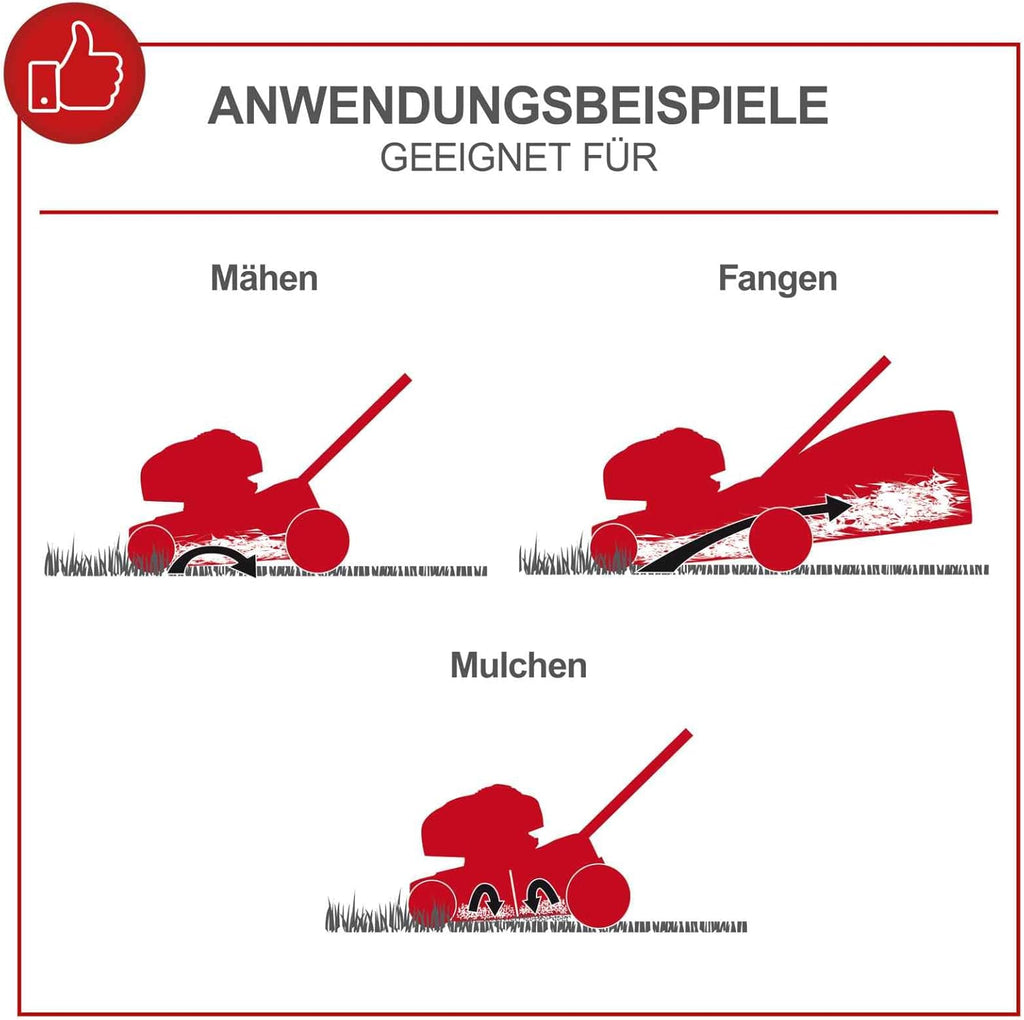 Scheppach MS161-46 Tosaerba a benzina - Larghezza di taglio 46 cm | Sacco di raccolta da 55 litri | Telaio in acciaio | Regolazione altezza a 7 livelli | Funzione mulching | Trazione | Scarico laterale | incl. olio motore