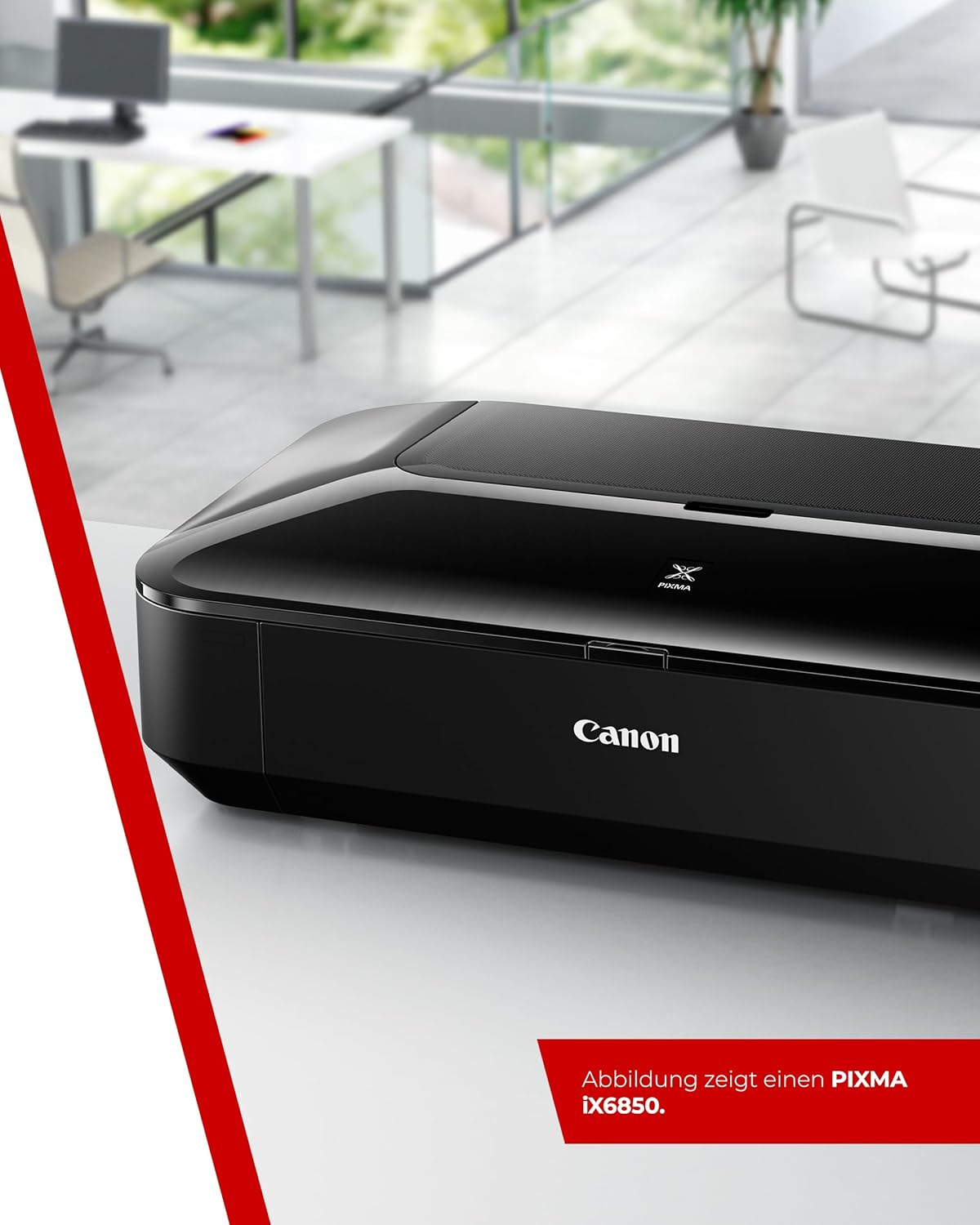 Canon PIXMA iX6850 Stampante Multifunzione a Getto d'Inchiostro a Colori A3+ (Stampante per Ufficio, Stampa Fotografica, Stampa Testo, 9.600 x 2.400 DPI, WiFi, WLAN, USB, 5 Inchiostri Separati, Stampa Diretta, App di Stampa) Nera
