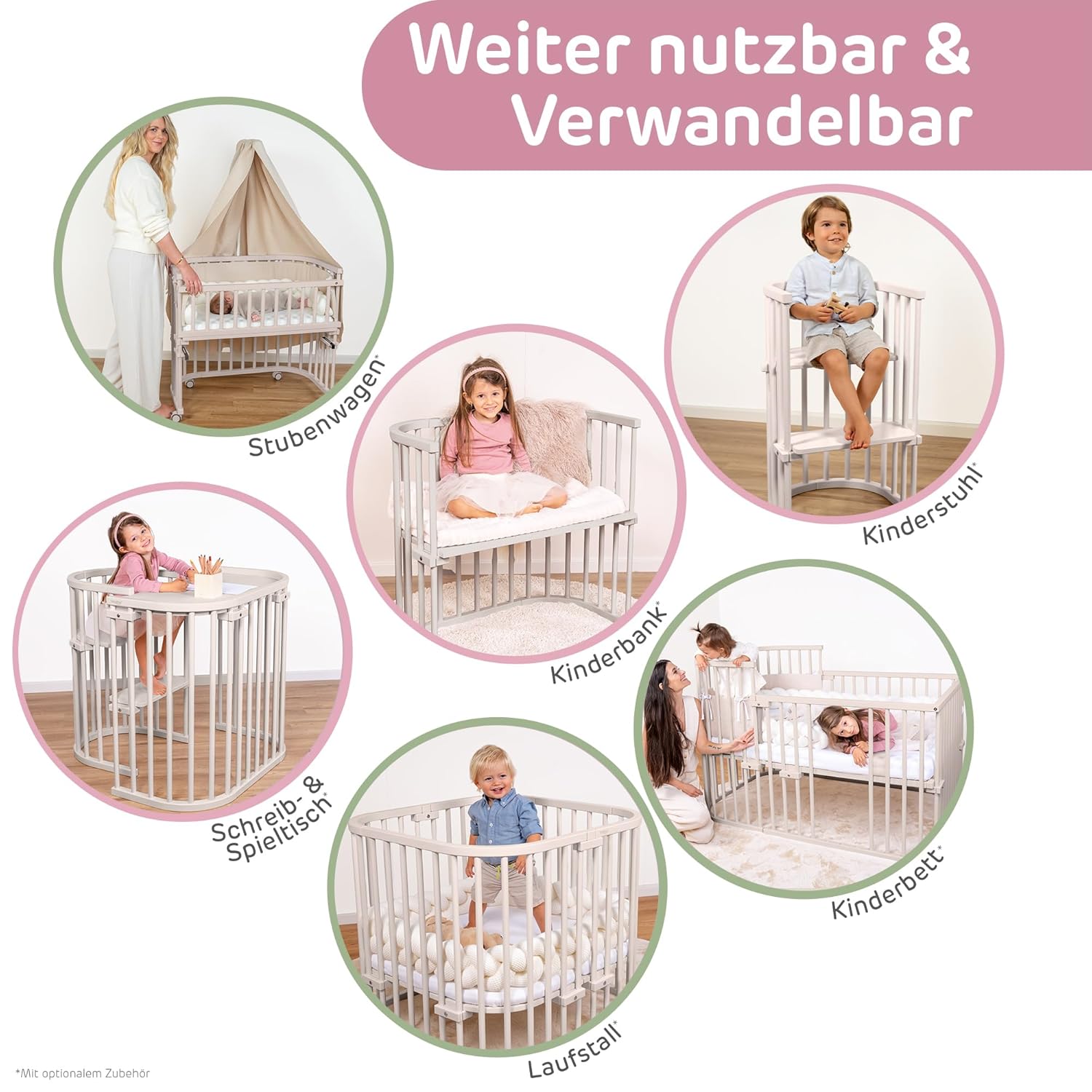 babybay Original Lettino da affiancare in massello di faggio / compatto e trasformabile / Altezza regolabile senza livelli preimpostati ed ecologico / Lettino evolutivo (laccato bianco) / Materasso incluso