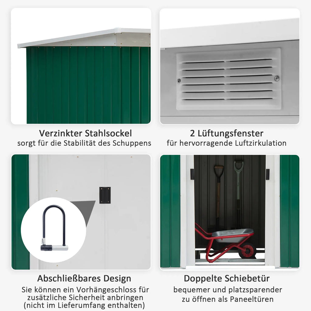 Outsunny Casette da Giardino Casetta Attrezzi Resistente alle Intemperie Ampio Spazio di Archiviazione Acciaio