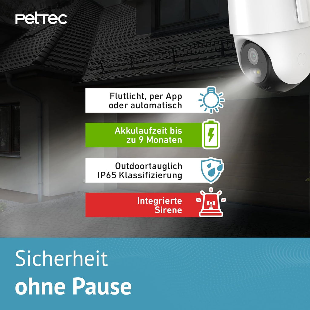 PetTec – Pet Cam Buddy Haustierkamera Futterautomat 8L für Katzen- & Hunde-Trockenfutter – Automatischer Futterspender mit WLAN & App-Steuerung -Inkl. 2-Wege-Audio, Bellerkennung & Nachtsicht