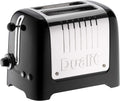 Tostapane Dualit Lite a 2 Fette - 1,1kW Tosta 60 Fette di Pane Tostato All'ora - Lucido con Bordo in Bianco Canvas - Funzione Bagel e Scongelamento - Tostapane Bianco Canvas con Fessure Larghe 36mm