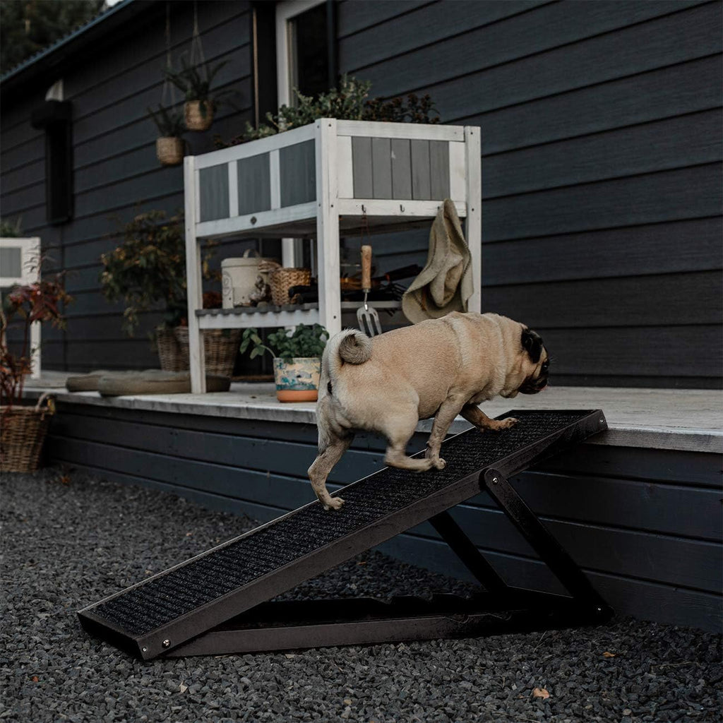 Holtaz Rampa per Cani Rampa per Gatti Scaletta per Cani per Letto o Divano Pieghevole in Legno Petwalk Scala per Cani Rampa di Carico per Animali Domestici con Inserto Antiscivolo Naturale