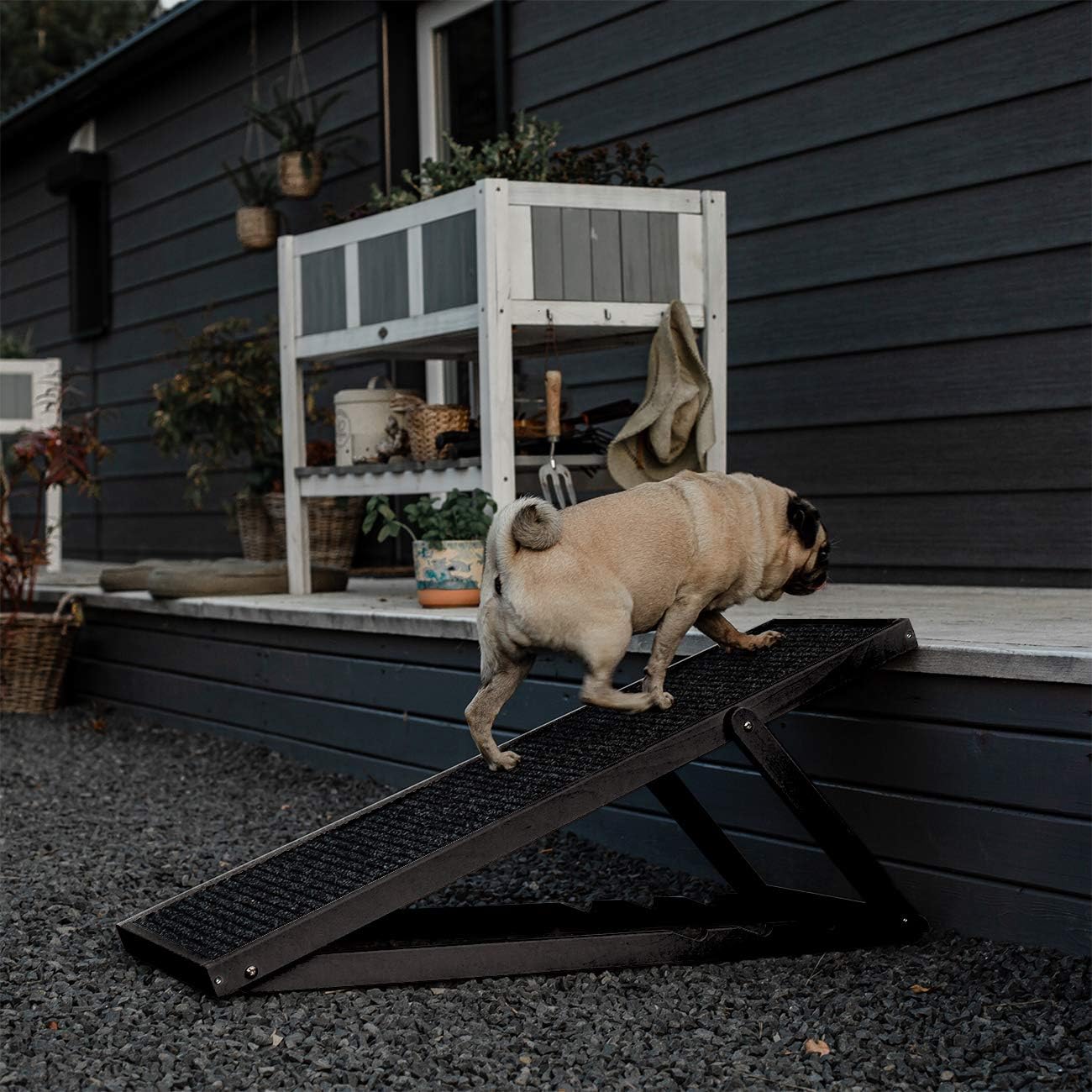 Holtaz Rampa per Cani Rampa per Gatti Scaletta per Cani per Letto o Divano Pieghevole in Legno Petwalk Scala per Cani Rampa di Carico per Animali Domestici con Inserto Antiscivolo Naturale