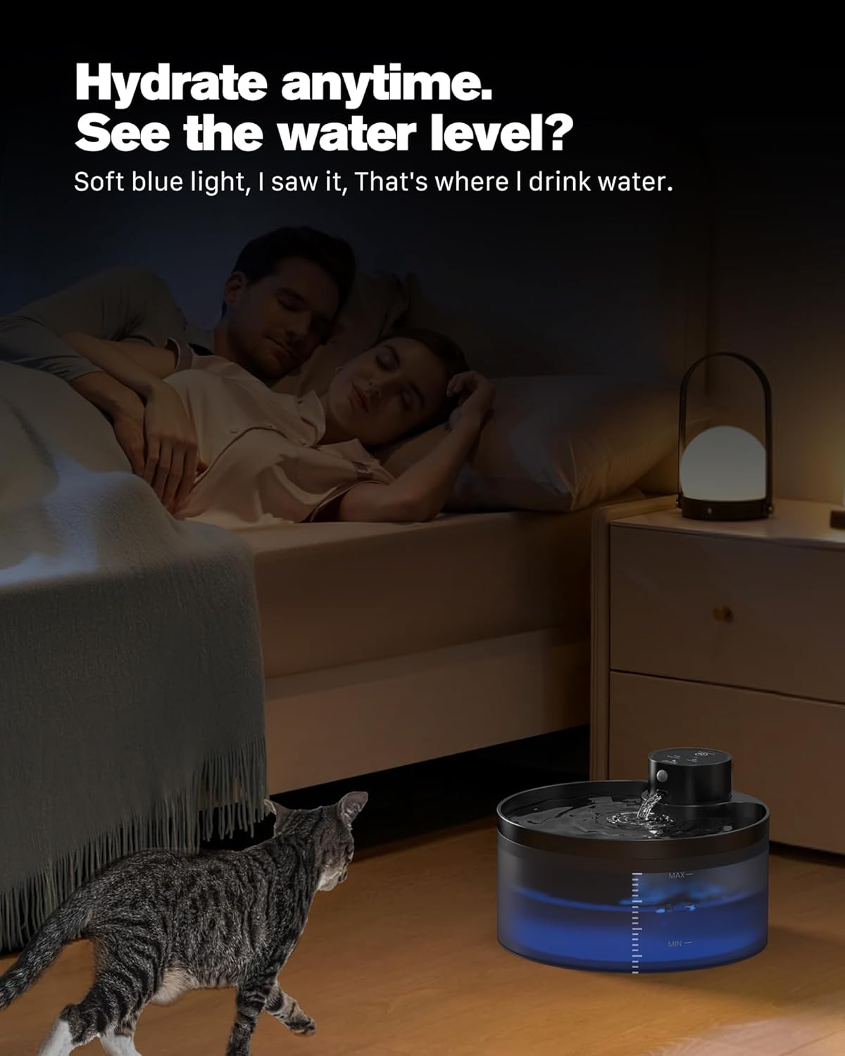 Katzenbrunnen senza fili: Fontana d'acqua da 3,2 L per gatti - Con sensore di movimento - Batteria da 4200 mAh - Pompa silenziosa con LED - Filtrazione di alta qualità - Senza BPA