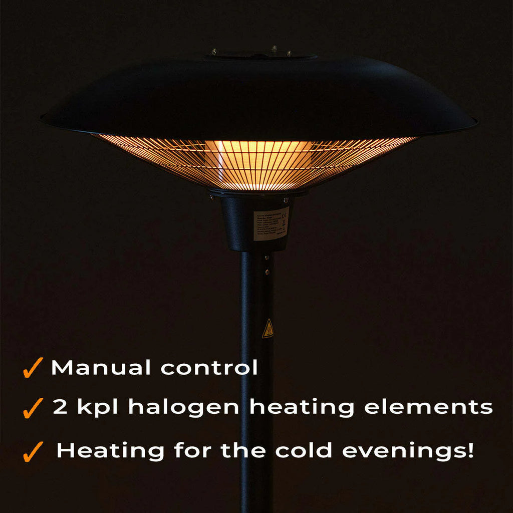 Fornorth Heizstrahler, stufa da terra premium 2000W, nera