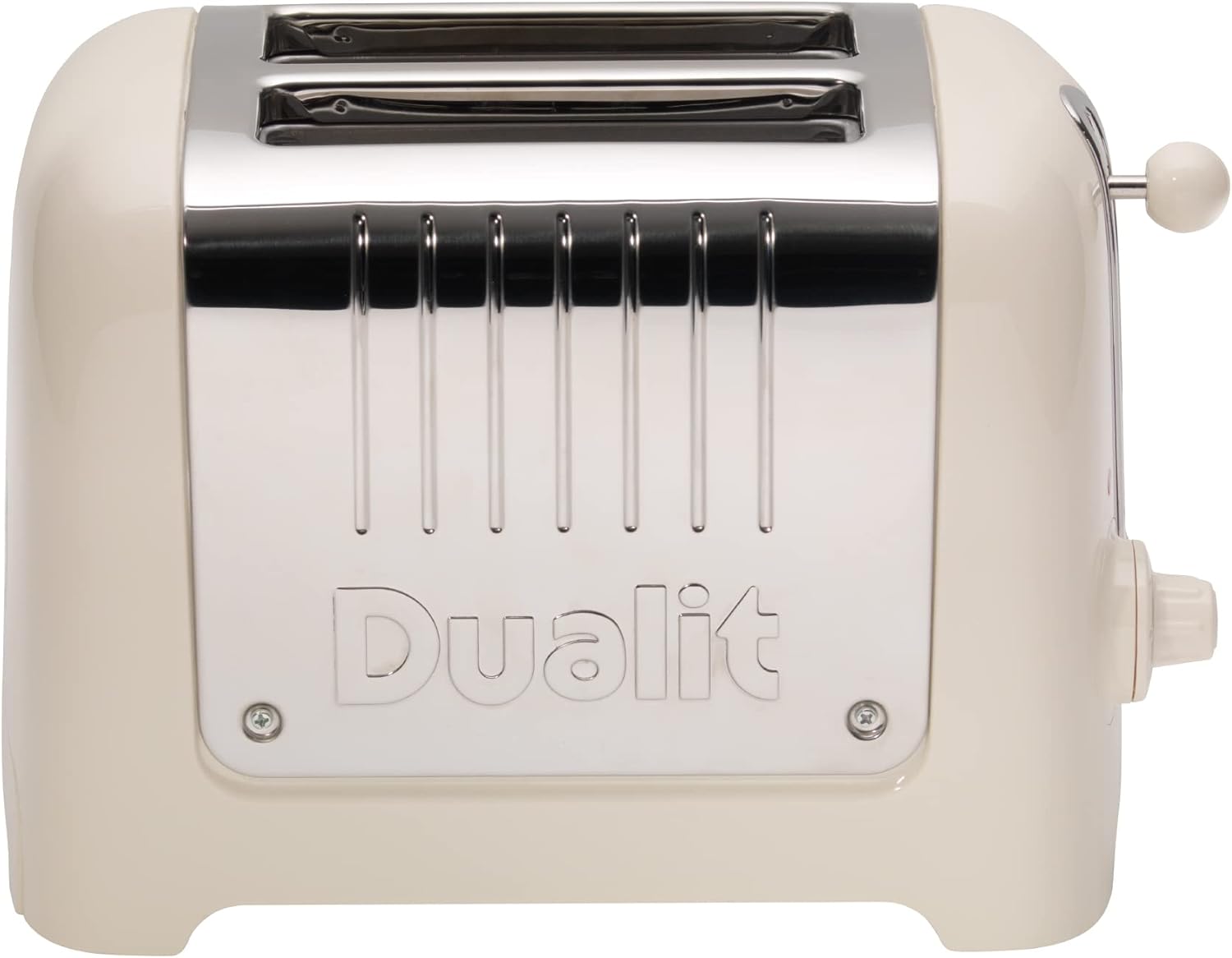 Tostapane Dualit Lite a 2 Fette - 1,1kW Tosta 60 Fette di Pane Tostato All'ora - Lucido con Bordo in Bianco Canvas - Funzione Bagel e Scongelamento - Tostapane Bianco Canvas con Fessure Larghe 36mm