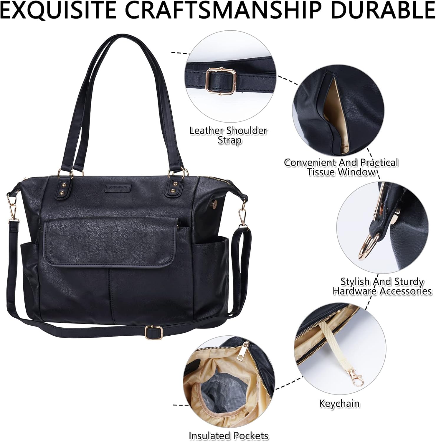 Johomviin Wickeltasche Tote Mode Leder Wickeltasche Rucksack für Mama Papa, Große Reise Baby Tasche Geldbörse für Jungen Mädchen