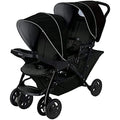Graco Stadium Duo Passeggino Gemellare, 0-15 kg, utilizzabile anche con seggiolino auto, schienali reclinabili, pieghevole, sta in piedi da solo, ampio cestello portaoggetti, include vassoi portaoggetti, Titanium