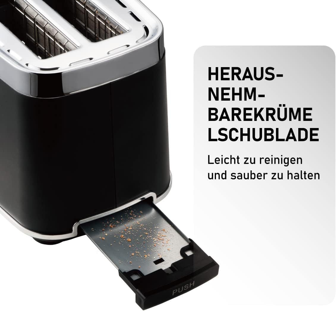 Toaster 2 Scheiben, KETIAN 2 Toast Schlitze mit Brötchenaufsatz, hochwertiger Edelstahl-Toaster, 7 Stufen, Auftaufunktion, Abschaltautomatik, 1400 W
