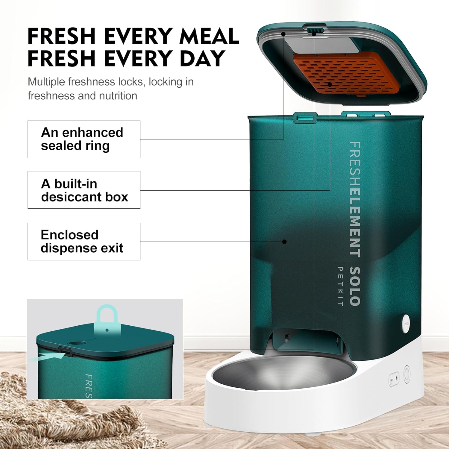 Petkit Smart Futterautomat Solo 3 Liter, Farbe: Grau