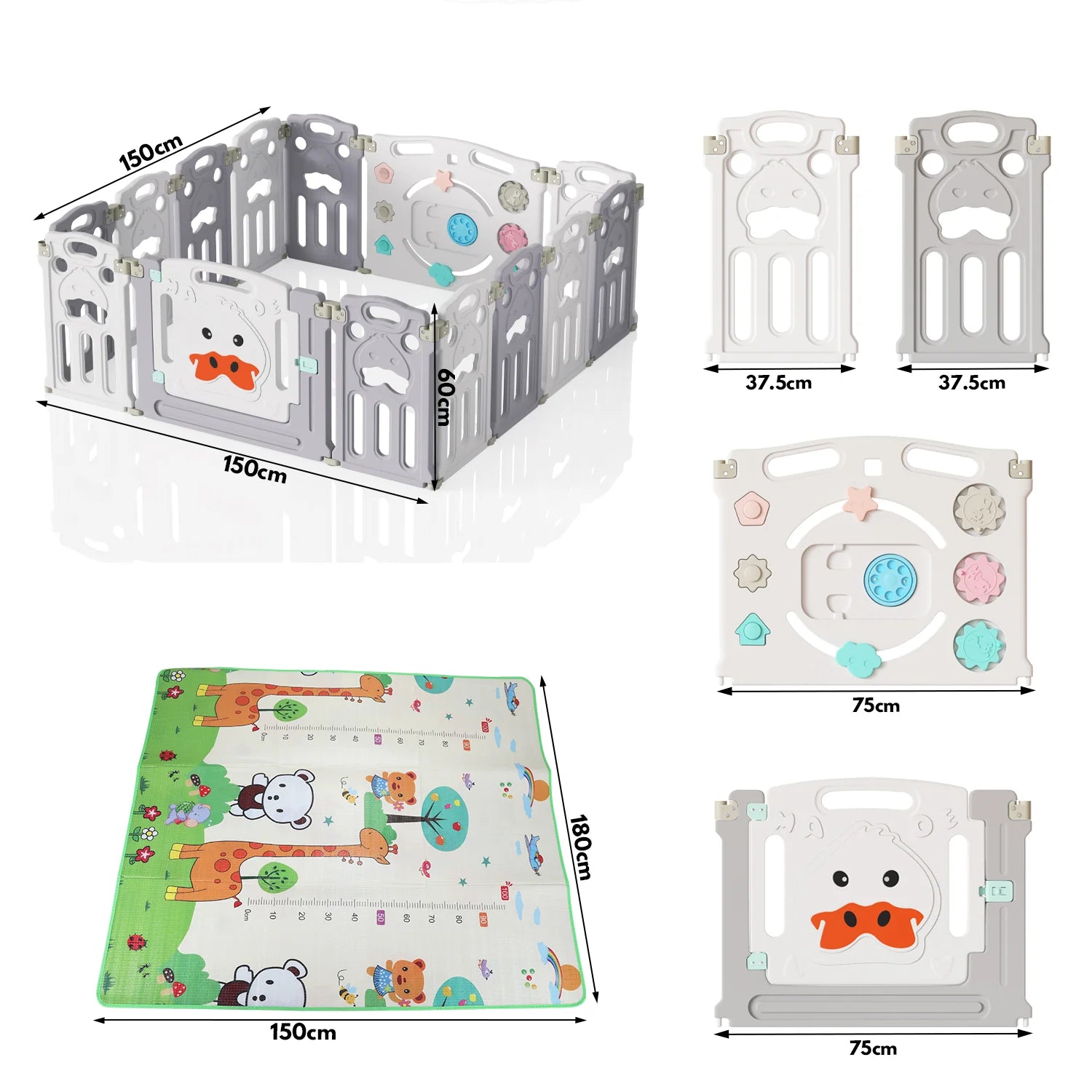 Sonnewelt Box Pieghevole per Bambini con Tappeto da Gattonamento