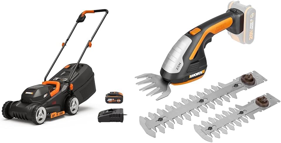 WORX WG730E Akku-Rasenmäher 20V - kraftvoller bürstenloser Motor - ideal für Gärten bis zu 200m² - 30cm Schnittbreite - Cut-to-Edge - 3 einstellbare Schnitthöhen - inkl. 4Ah Akku & Ladegerät