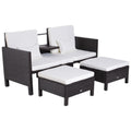 Outsunny Set Divano da Giardino 3 Pezzi in Polyrattan con Poggiapiedi e Cuscini, per Esterno