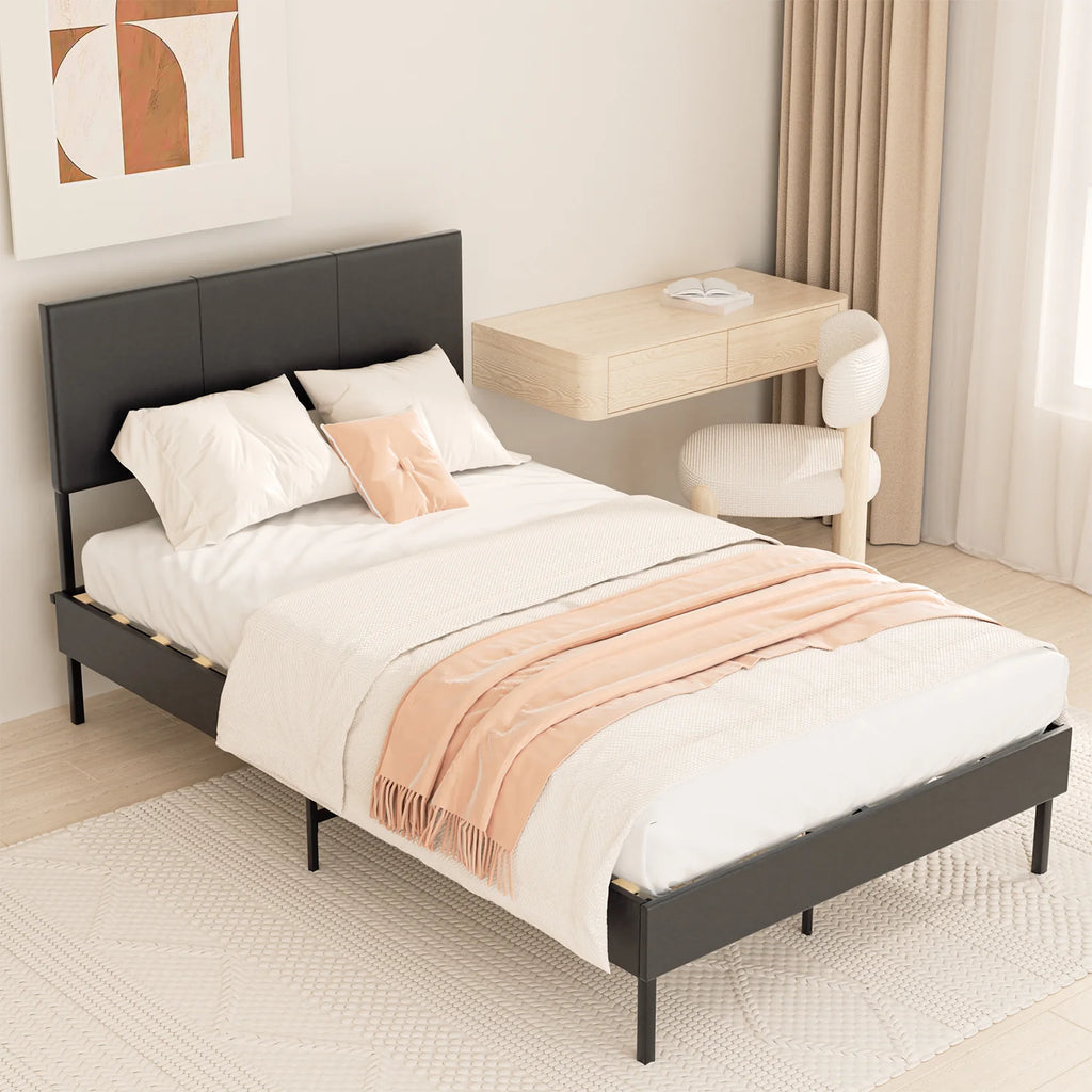 Sonnewelt Letto Imbottito con Testiera in Pelle