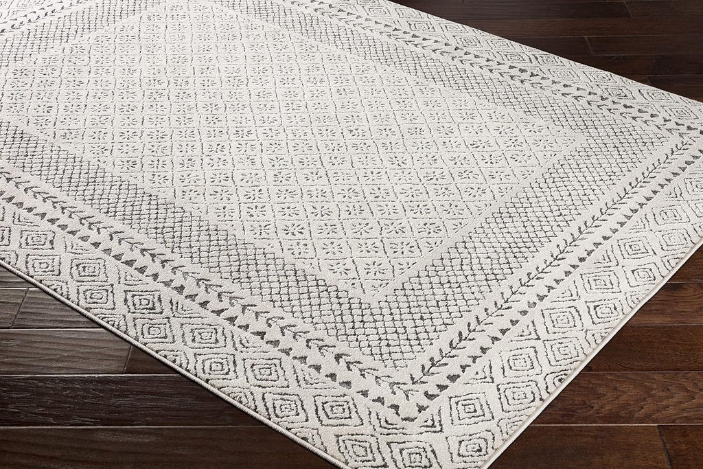 Surya Monaco Tappeto Soggiorno Boho, Grande Tappeto Camera da Letto 200x274 cm - Tappeto per Sala da Pranzo con Motivo Geometrico, Tappeto Soggiorno Moderno Scandinavo in Beige, Grigio Carbone