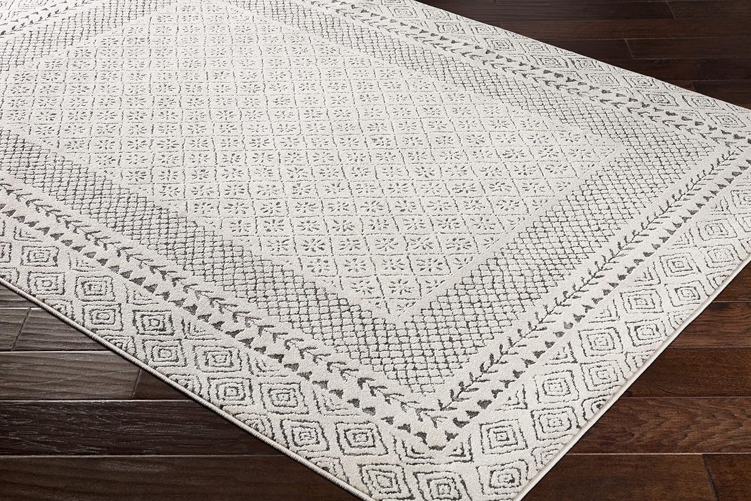 Surya Monaco Tappeto Soggiorno Boho, Grande Tappeto Camera da Letto 200x274 cm - Tappeto per Sala da Pranzo con Motivo Geometrico, Tappeto Soggiorno Moderno Scandinavo in Beige, Grigio Carbone