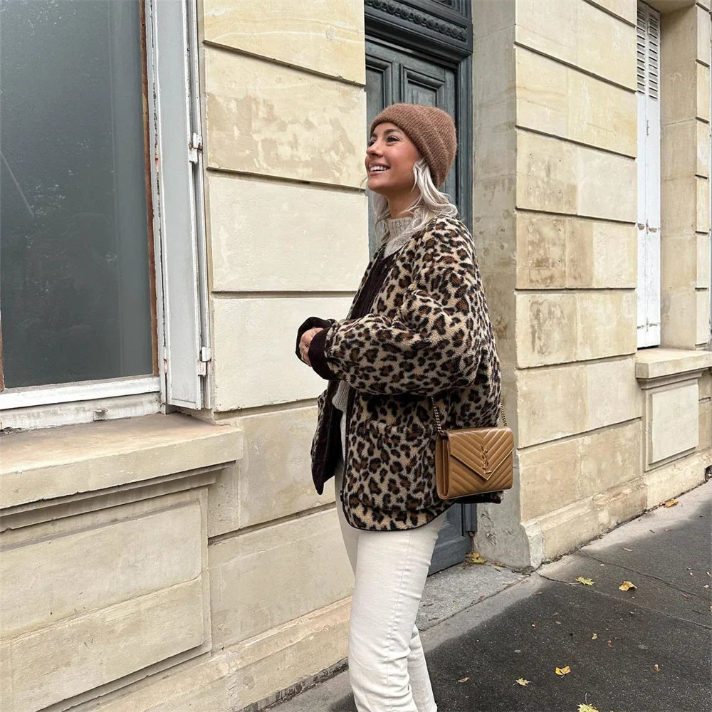 Giacca con stampa leopardata da donna