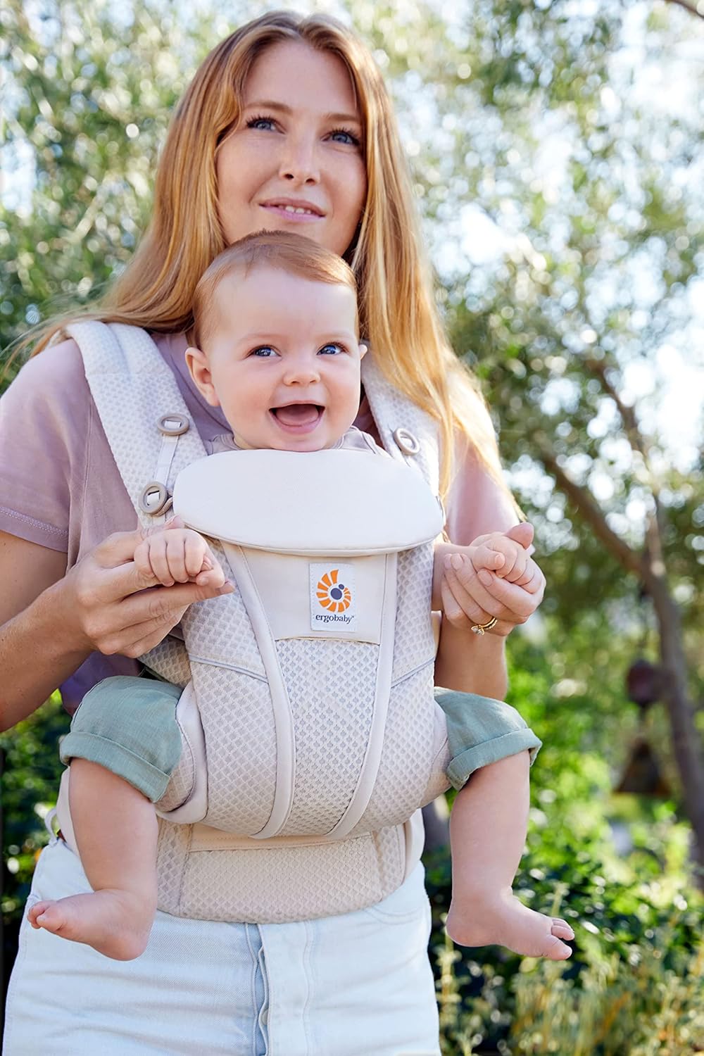 Ergobaby Omni Breeze Marsupio per Neonati dalla Nascita fino a 20 kg, Morbido Mesh SoftFlex a 4 Posizioni, Ergonomico, Porta Bebè, Natural Beige